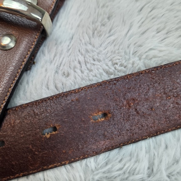 Veari Belt Mens Brown Vista Bovino Leather 32 Made in Mexico Silver Buckle - Picture 5 of 8